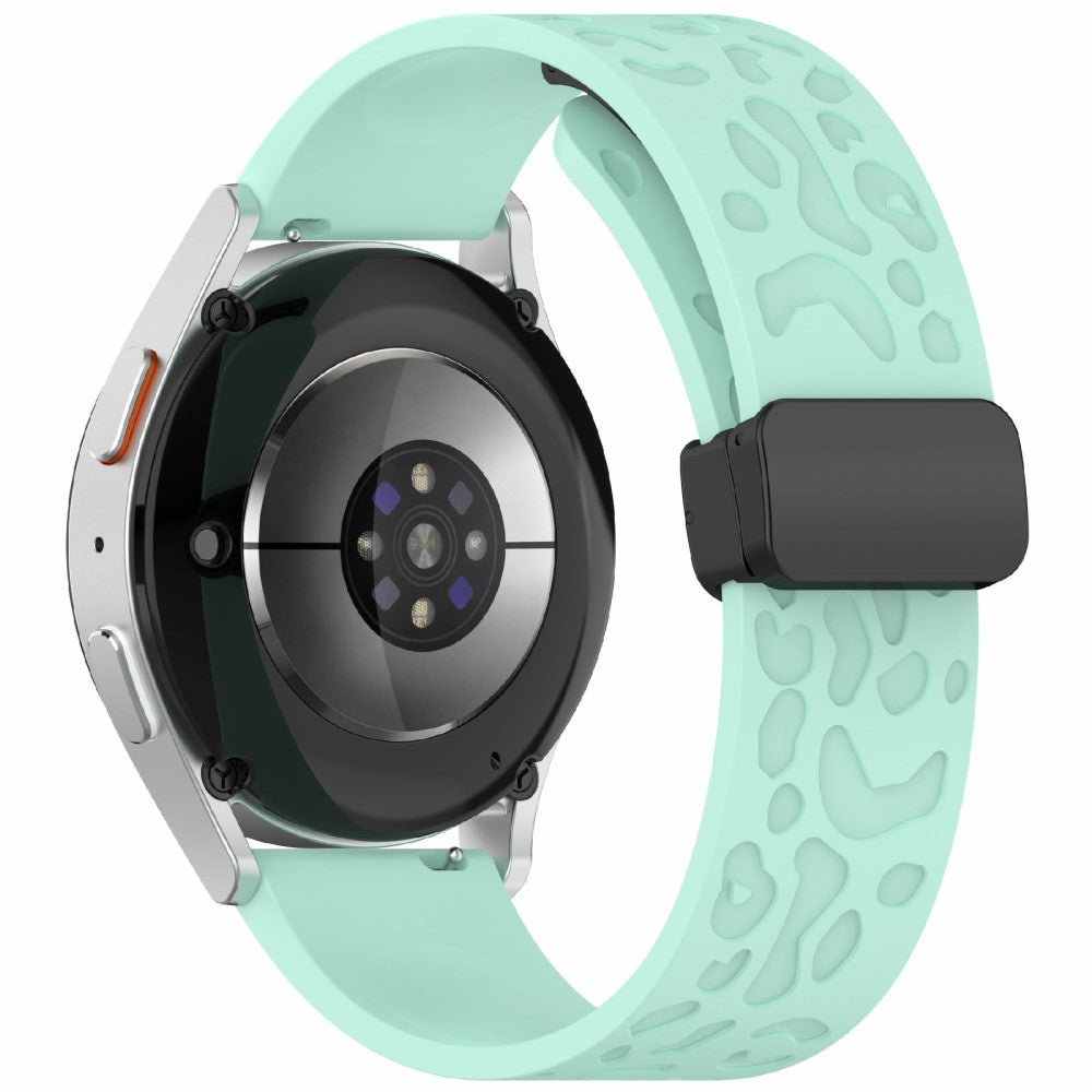KALEBOL 20mm Magnetic Silicone Strap Samsung Galaxy Watch6 Classic 47mm / 43mm / Huawei Watch GT 3 Pro 43mm Leopard Print Watch Band - Teal#serie_9