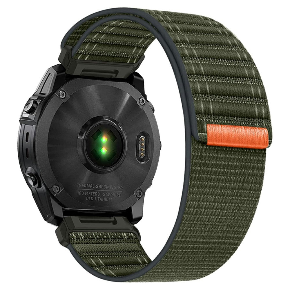 KALEBOL 26mm Nylon Watch Strap Garmin Fenix 7X / 7X Pro / 6X / 6X Pro Ocean Wave Wrist Band - Army Green#serie_2
