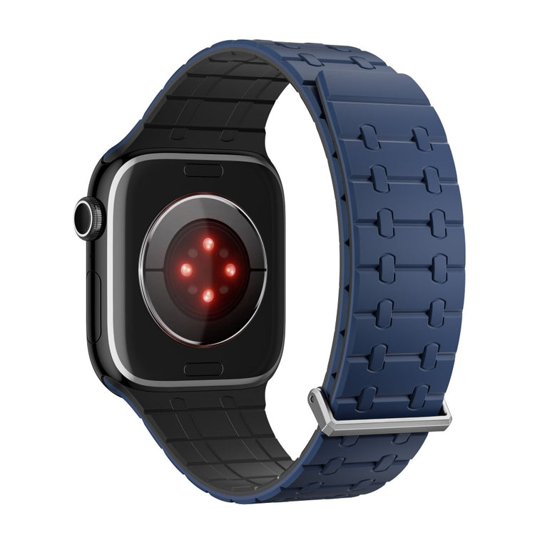 KALEBOL Magnetic Watch Band Apple Watch Series 10 46mm Silicone Strap - Dark Blue + Black#serie_4