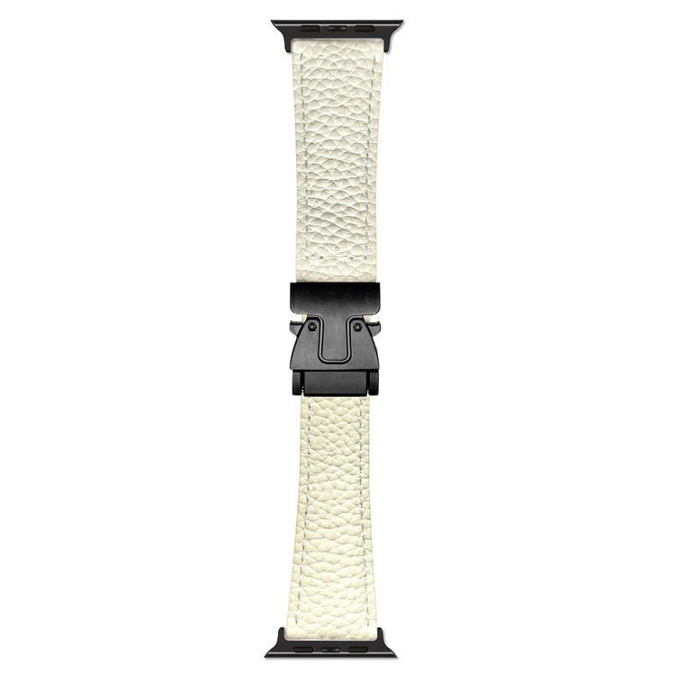 Genuine Cow Leather Strap Apple Watch Series 10 46mm Magnetic Buckle Watch Band - Beige#serie_1