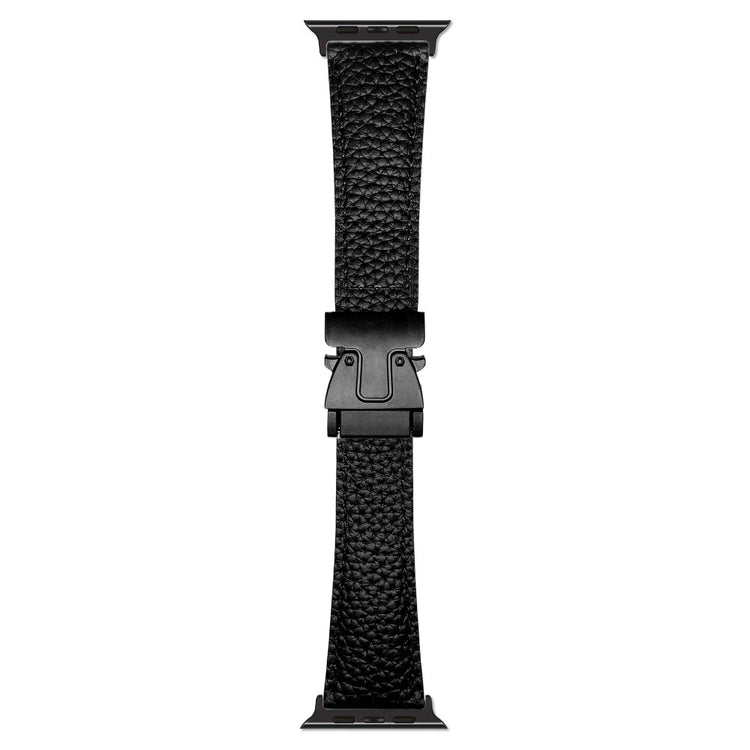 Genuine Cow Leather Strap Apple Watch Series 10 46mm Magnetic Buckle Watch Band - Black#serie_3