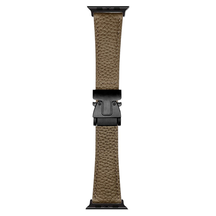 Genuine Cow Leather Strap Apple Watch Series 10 46mm Magnetic Buckle Watch Band - Dark Brown#serie_4