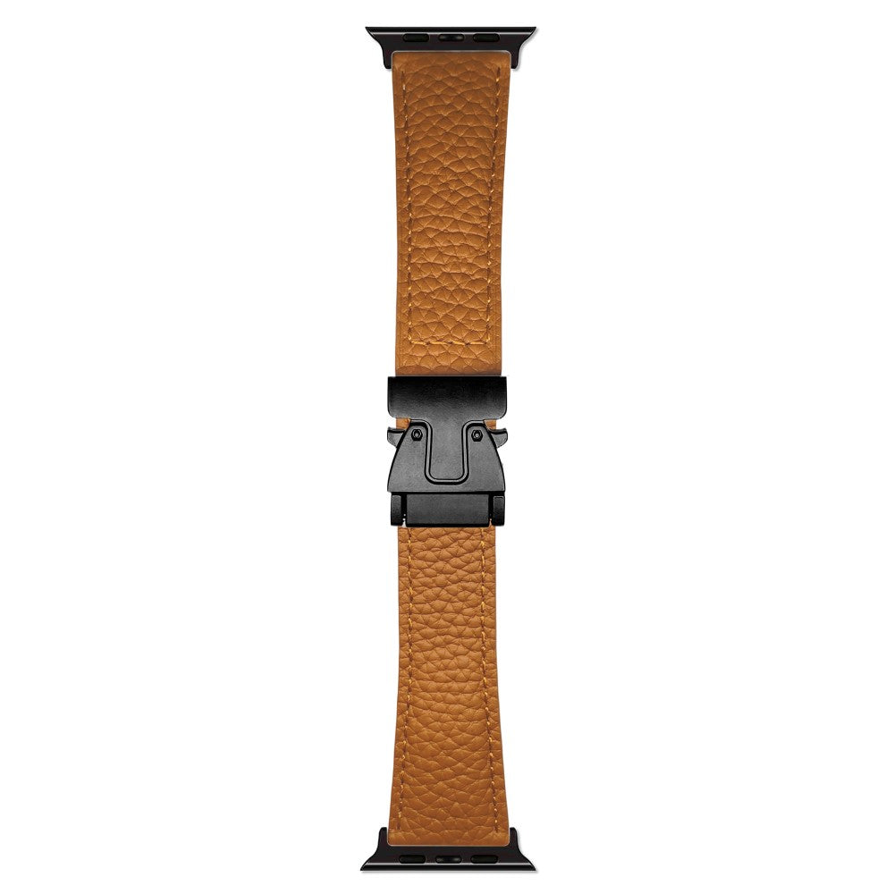 Genuine Cow Leather Strap Apple Watch Series 10 46mm Magnetic Buckle Watch Band - Brown#serie_5