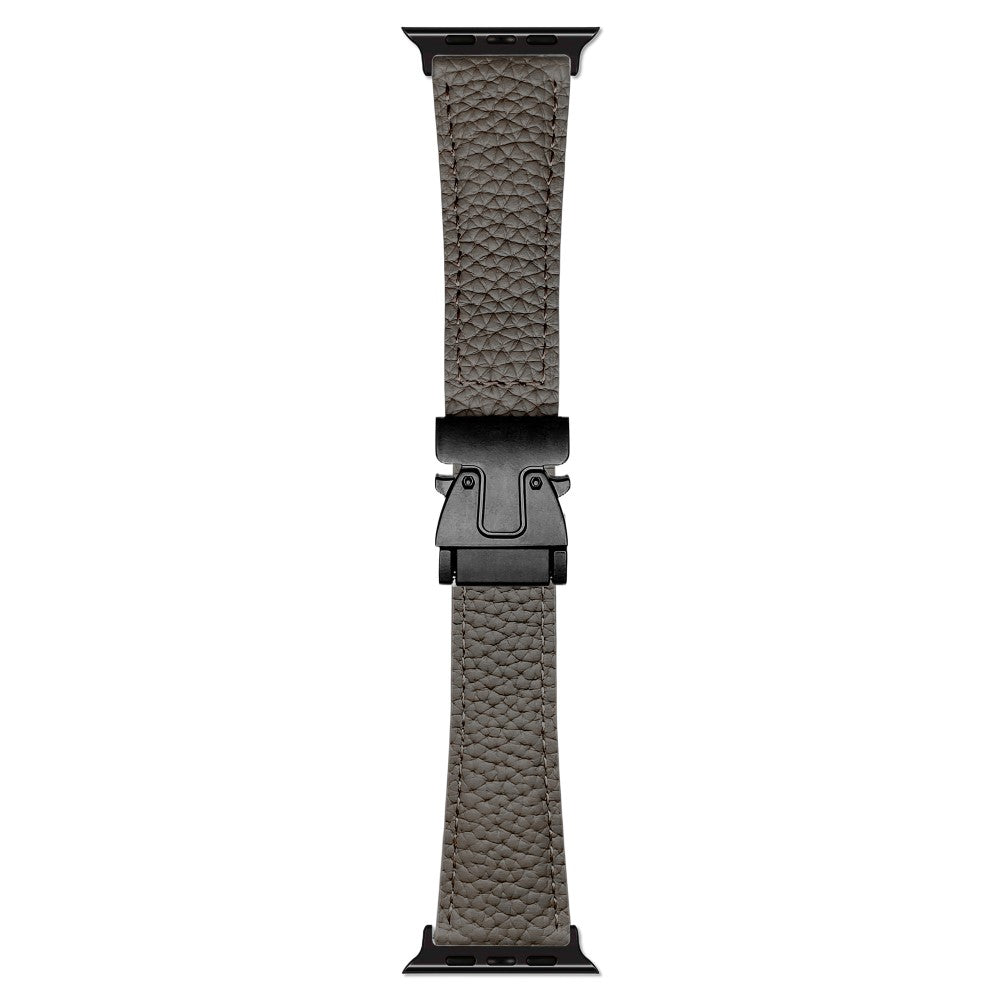 Genuine Cow Leather Strap Apple Watch Series 10 46mm Magnetic Buckle Watch Band - Grey#serie_6