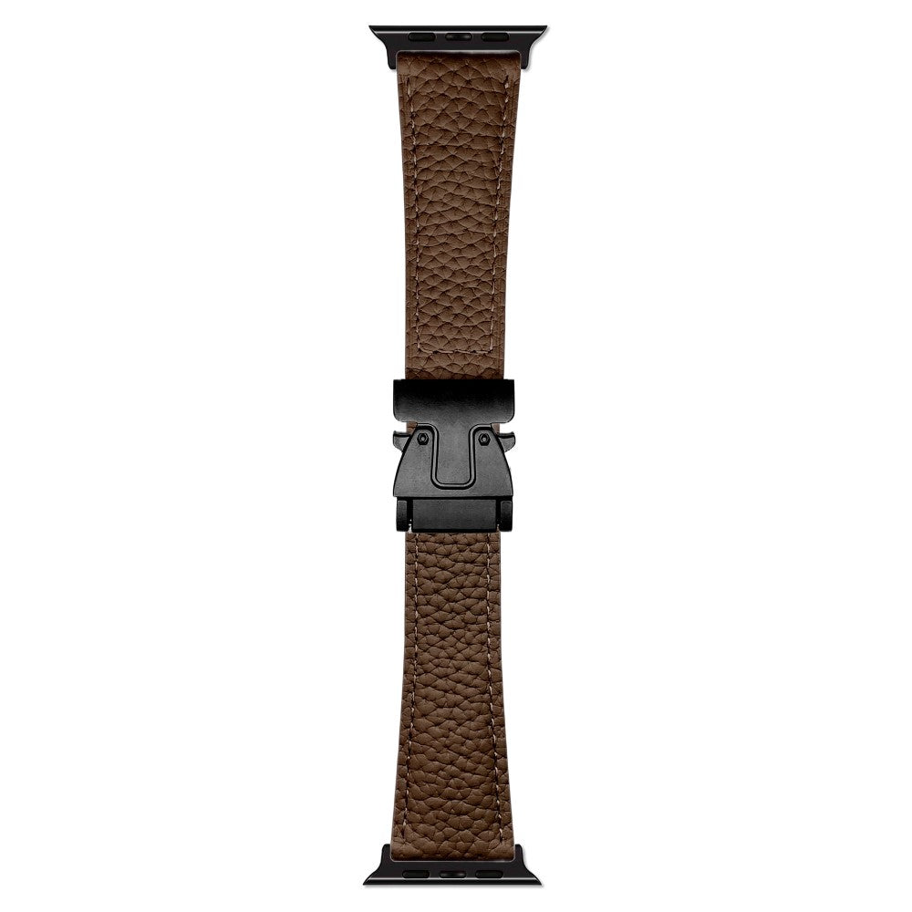 Genuine Cow Leather Strap Apple Watch Series 10 46mm Magnetic Buckle Watch Band - Dark Coffee#serie_7