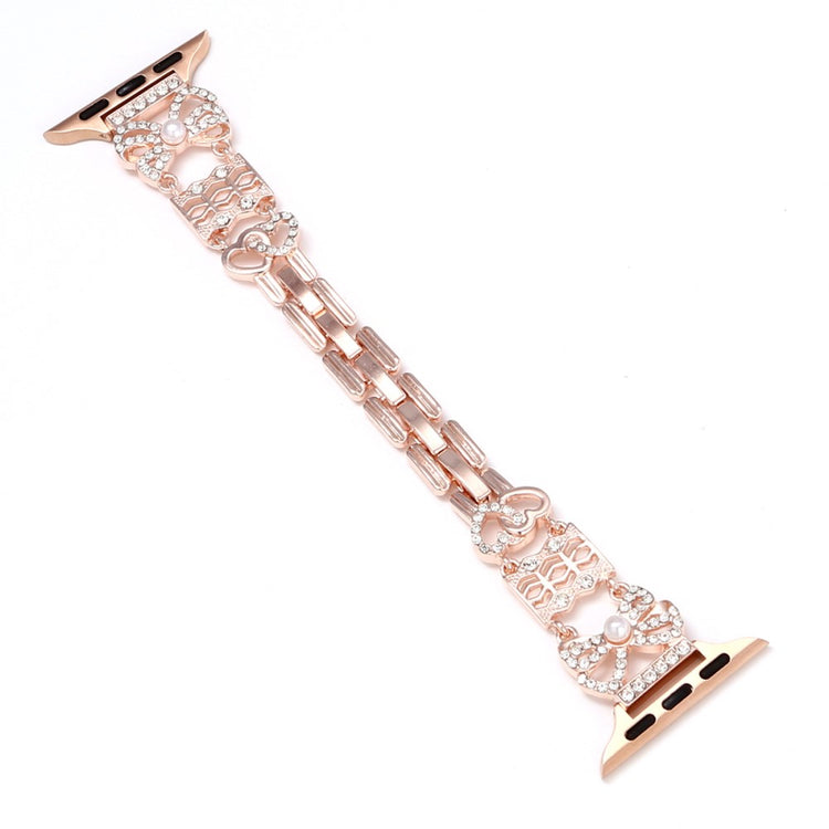 Metal Strap Apple Watch Series 10 46mm Bowknot Decor Watch Band - Rose Gold#serie_2