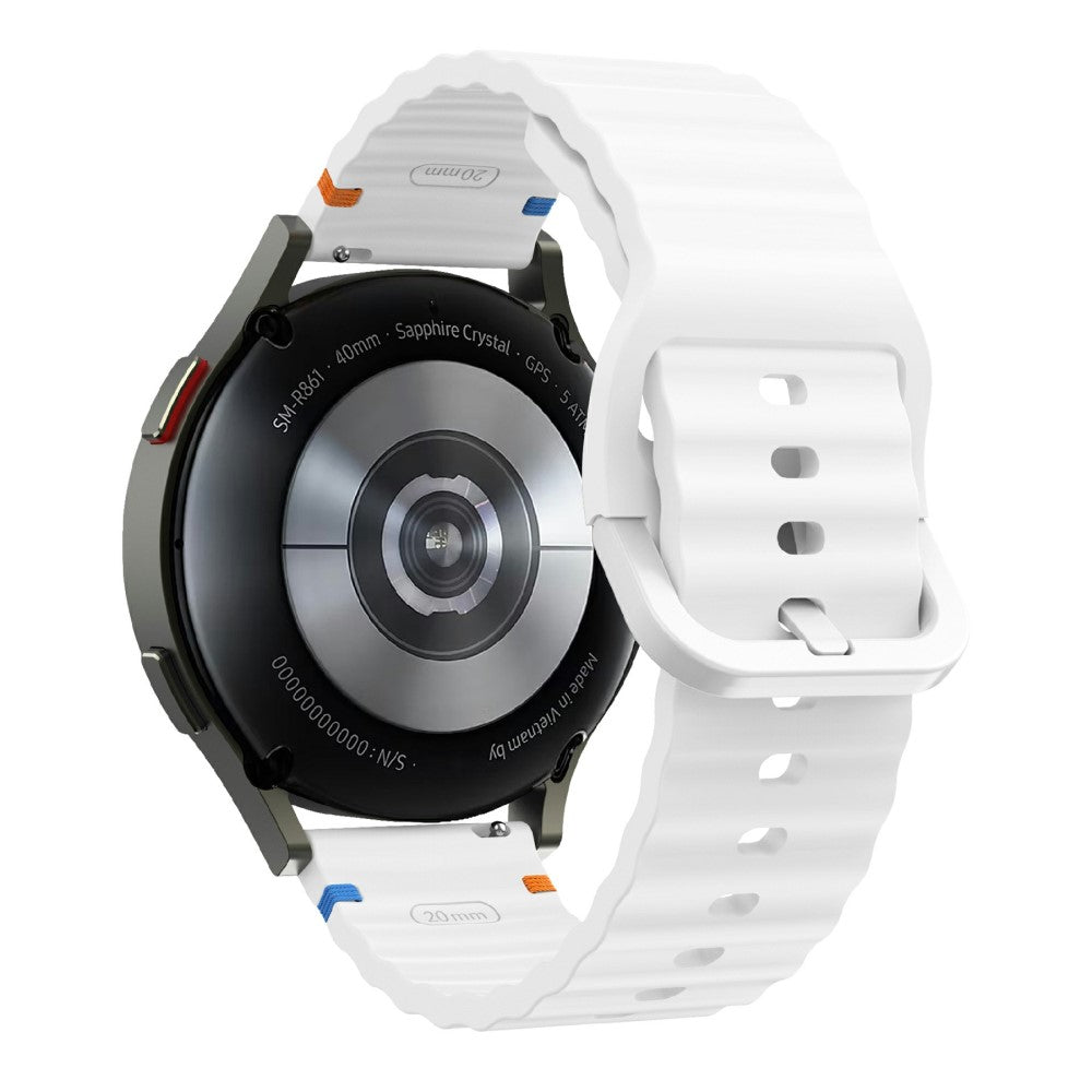 22mm Watch Band Samsung Galaxy Watch3 45mm / Watch 46m / Huawei Watch GT Wavy Pattern Silicone Strap - White#serie_2