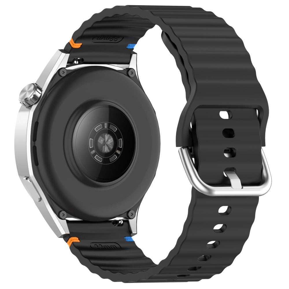 20mm Watch Strap Samsung Galaxy Watch7 Wavy Silicone Band with Metal Buckle - Black#serie_1