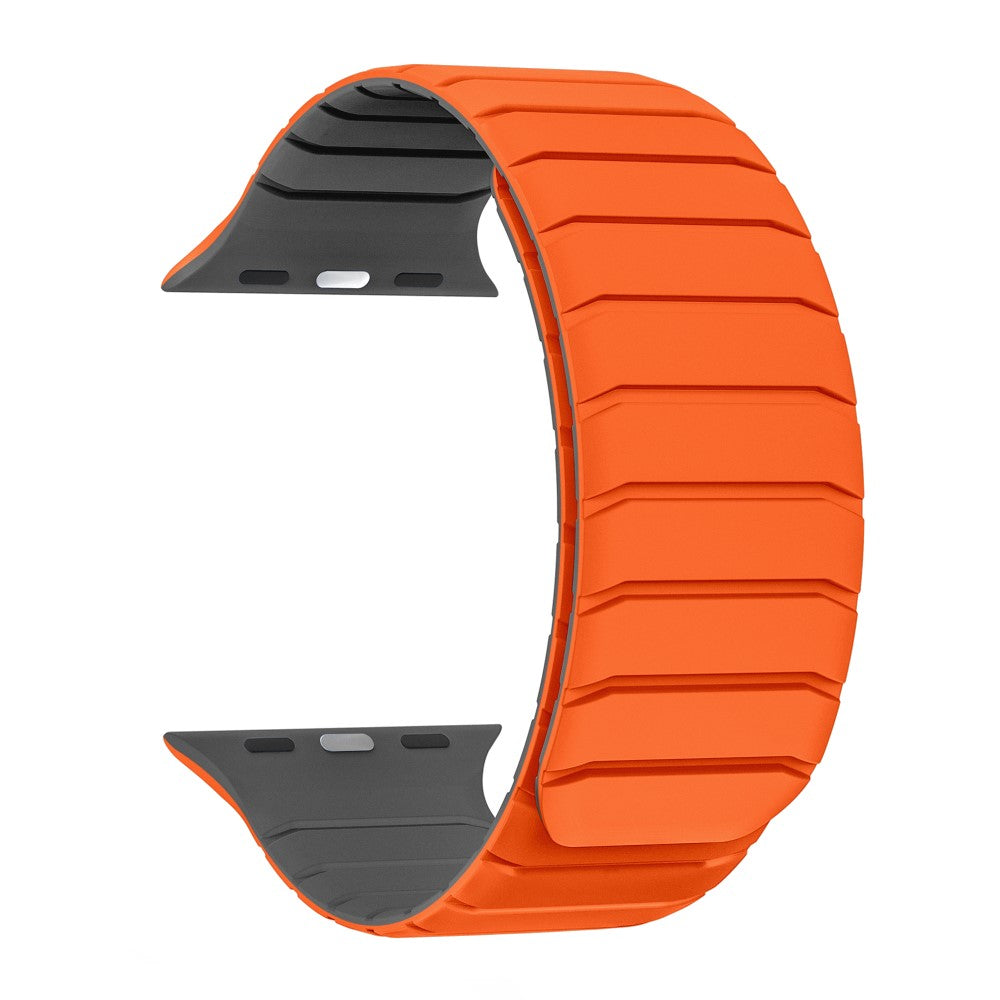 Watch Band Apple Watch Series 10 Ultra 9 8 7 SE (2023) SE (2022) SE 6 5 4 3 2 1 46mm 49mm 45mm 44mm 42mm Silicone Magnetic Strap - Orange / Grey#serie_1