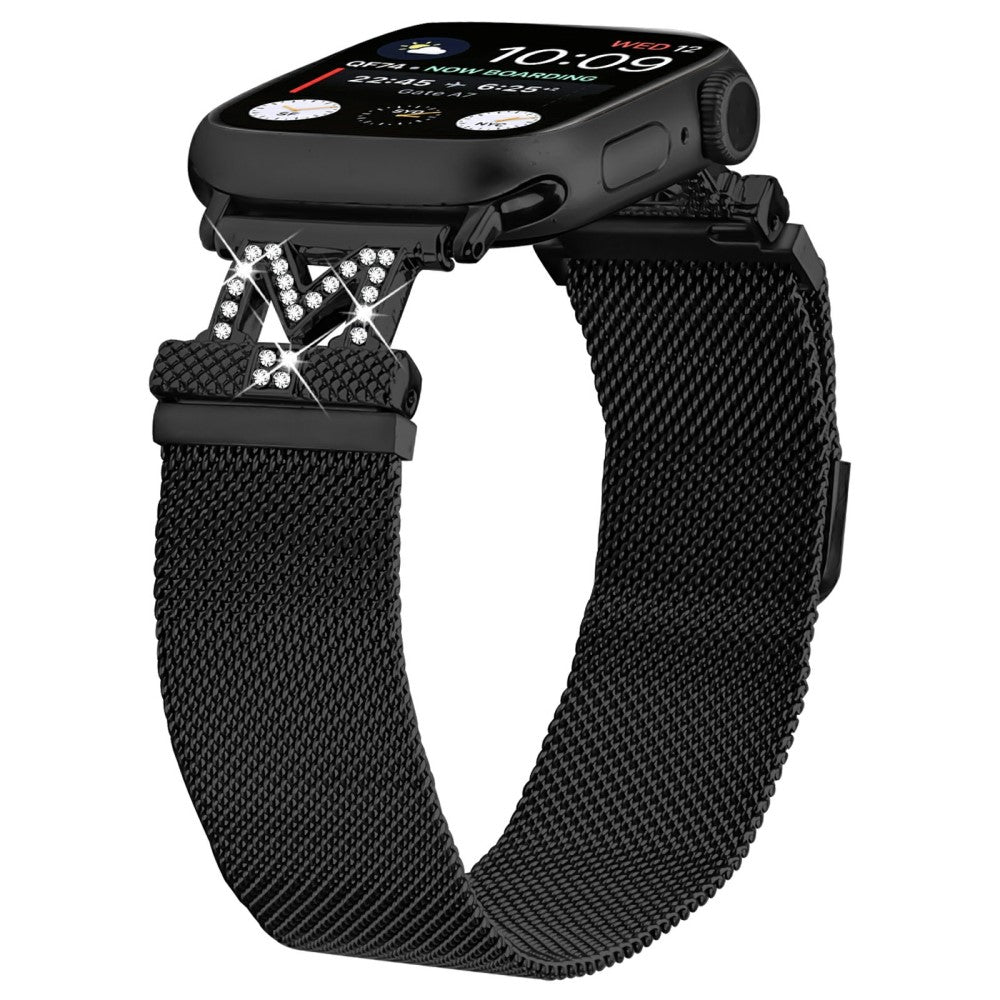 M-Type Milanese Bands Apple Watch Series 10 Ultra 9 8 7 SE 6 5 4 3 2 1 42mm 49mm 44mm 40mm Stainless Steel Metal Strap - Black#serie_1