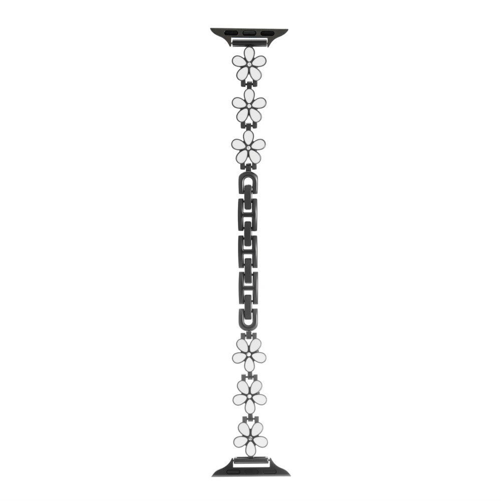Metal Strap Apple Watch Series 49mm - 45mm - 44mm - 42mm Five Softal Flower Watch Band - White  /  Black#serie_1