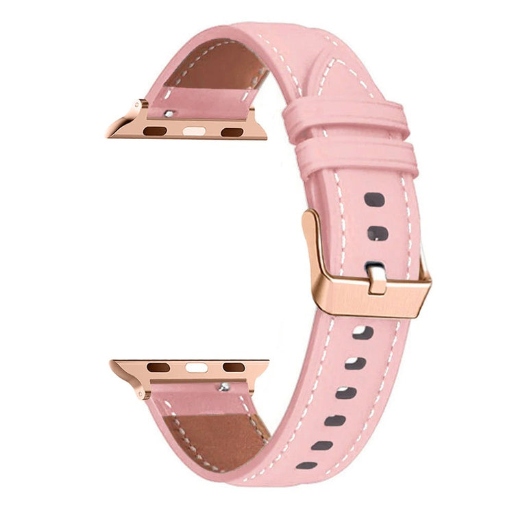 Watch Strap Apple Watch Series 41mm - 40mm - 38mm Rose Gold Buckle Genuine Cow Leather Band - Pink#serie_2