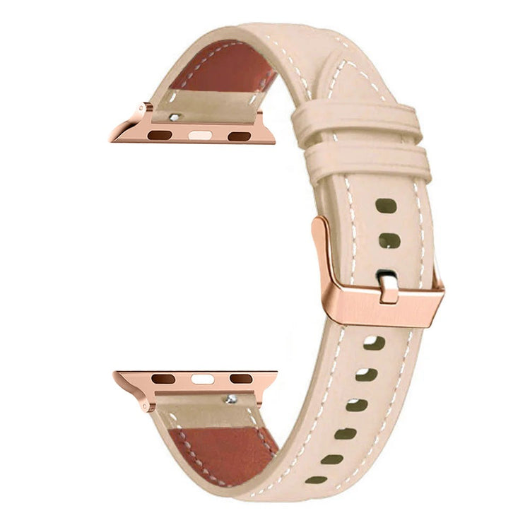 Watch Strap Apple Watch Series 41mm - 40mm - 38mm Rose Gold Buckle Genuine Cow Leather Band - Apricot#serie_4