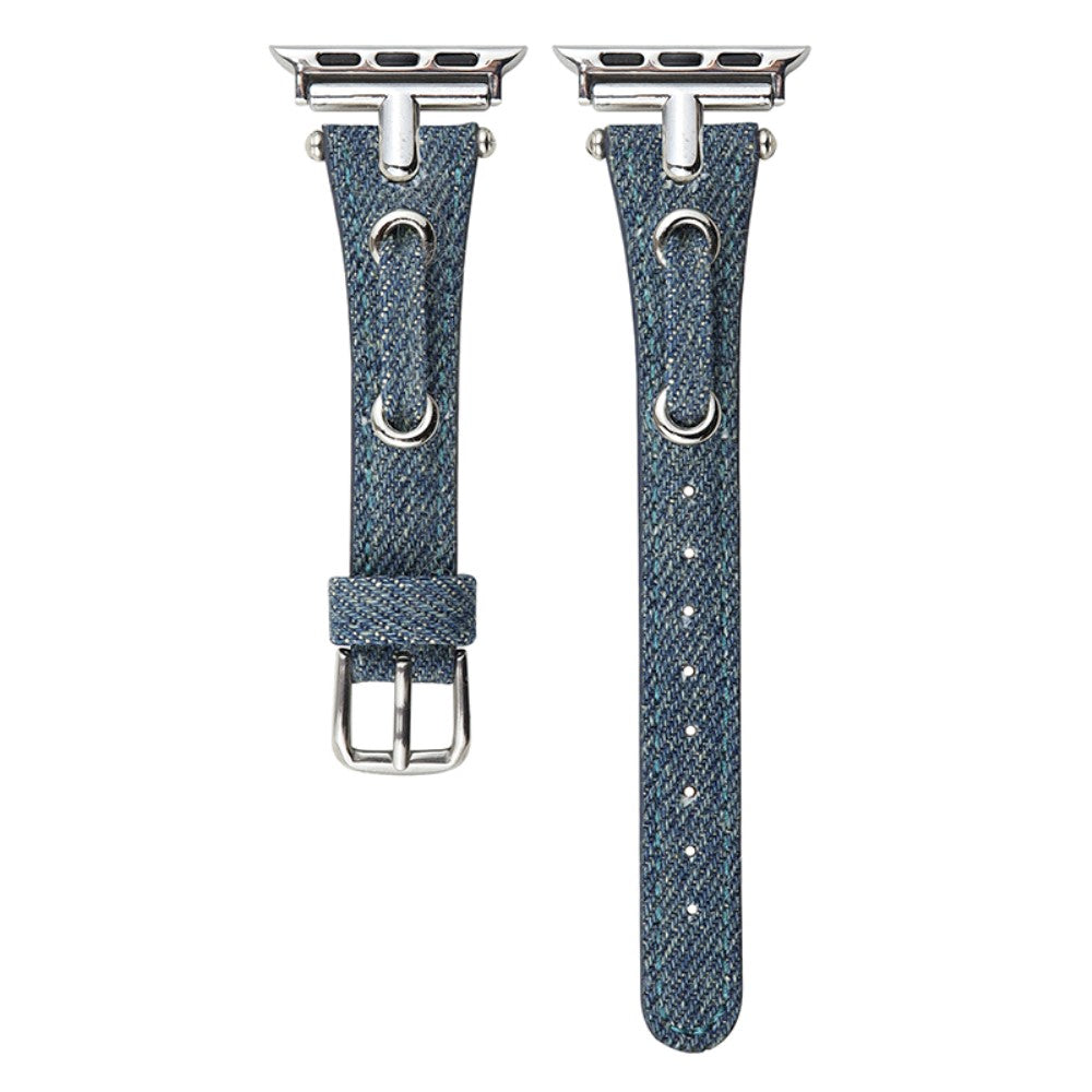 Watch Strap Apple Watch Series 49mm - 45mm - 44mm - 42mm Denim + Leather Adjustable Band - Blue#serie_1