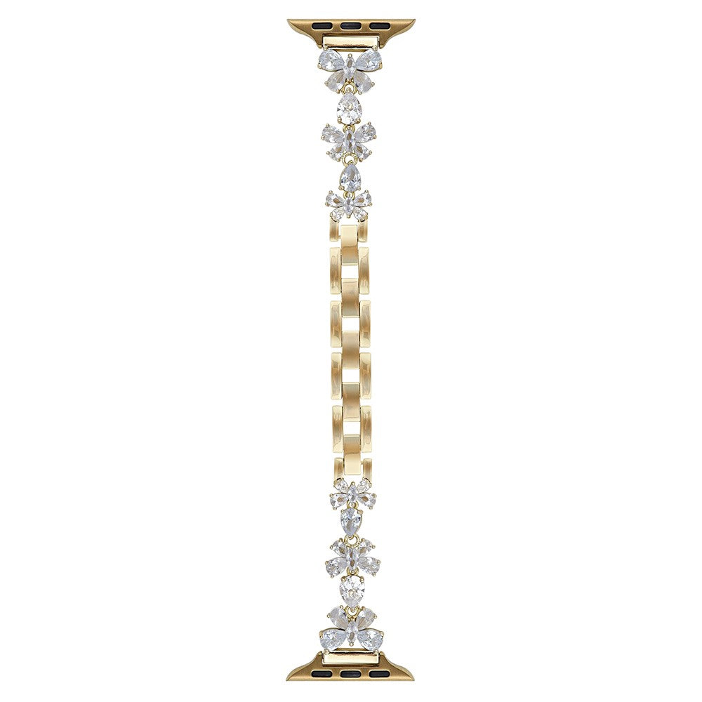 Copper Chain Strap Apple Watch Series 49mm - 45mm - 44mm - 42mm Butterfly Zircon Decor Watch Band - Gold#serie_1