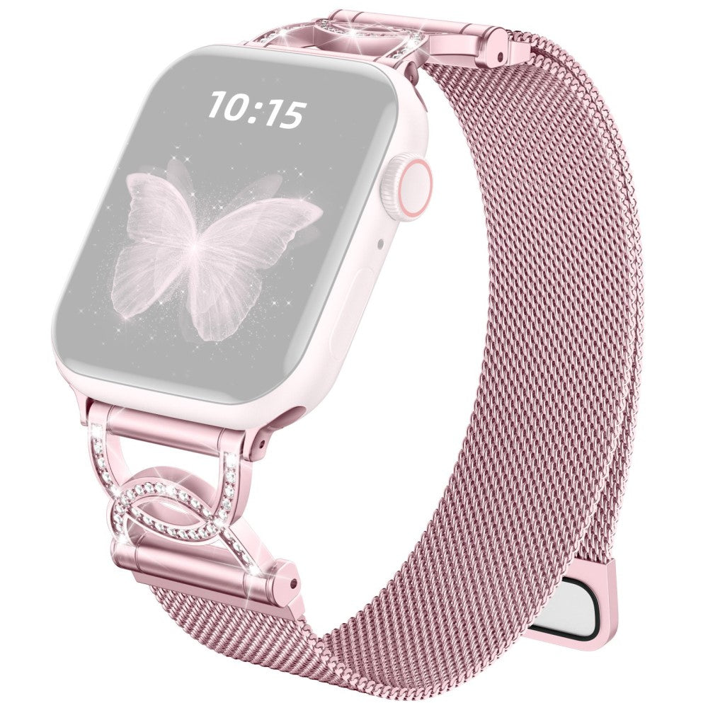 Watch Band Apple Watch Series 49mm - 45mm - 44mm - 42mm DC-Shape Rhinestones Stainless Steel Strap - Rose Pink#serie_1