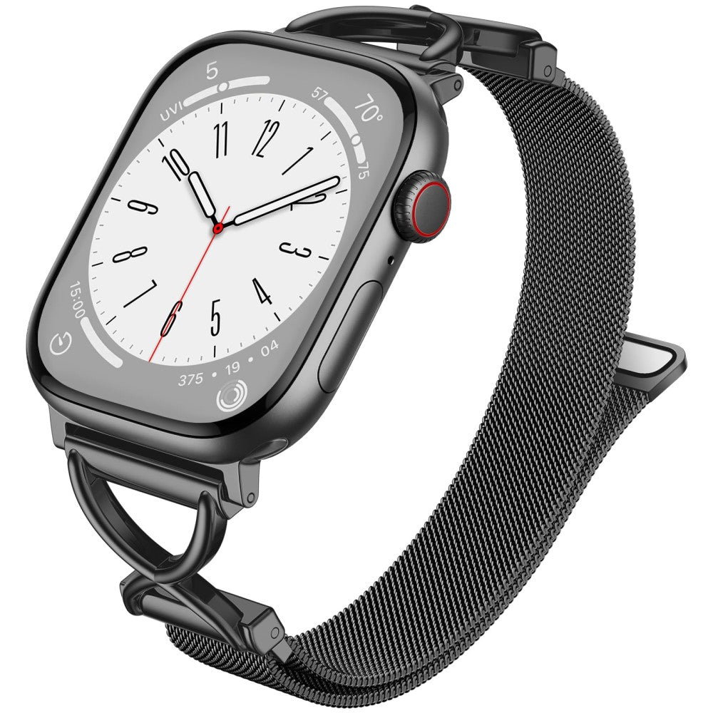 Watch Band Apple Watch Series 49mm - 45mm - 44mm - 42mm X-Shape Slim Magnetic Clasp Stainless Steel Strap - Black#serie_1