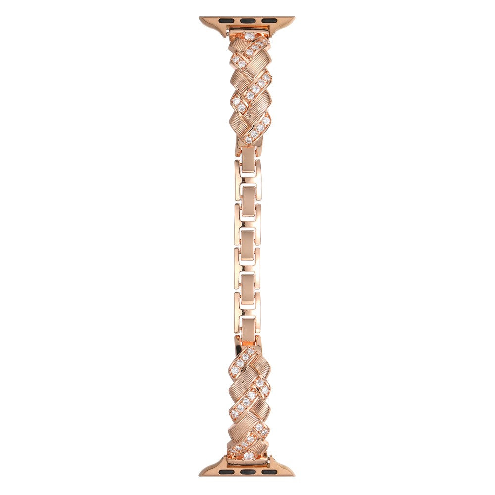 Copper Watch Strap Apple Watch Series 49mm - 45mm - 44mm - 42mm Wheat Ear Zircon Bracelet Band - Rose Gold#serie_1
