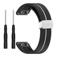 Garmin Fenix 7S / 6S / 5S Magnetic Watchband 20mm Dual Color Silicone Watch Strap with Silver Buckle - Black / White