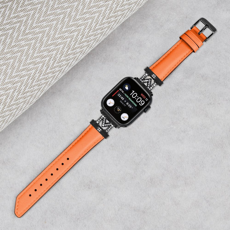 Kønt Kunstlæder Og Rhinsten Universal Rem passer til Apple Smartwatch - Orange#serie_2