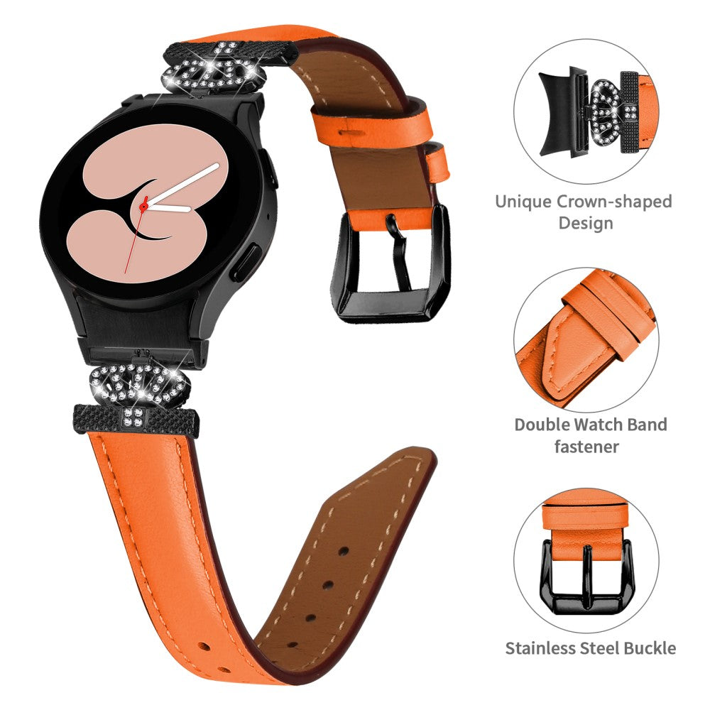 Fed Kunstlæder Og Rhinsten Universal Rem passer til Samsung Smartwatch - Orange#serie_2