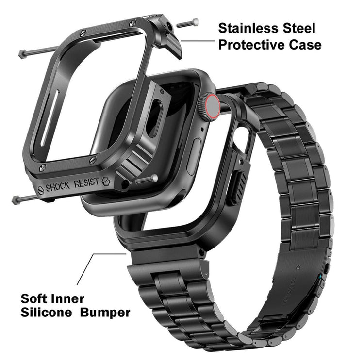 Mega Sejt Metal Universal Rem passer til Apple Smartwatch - Sort#serie_1