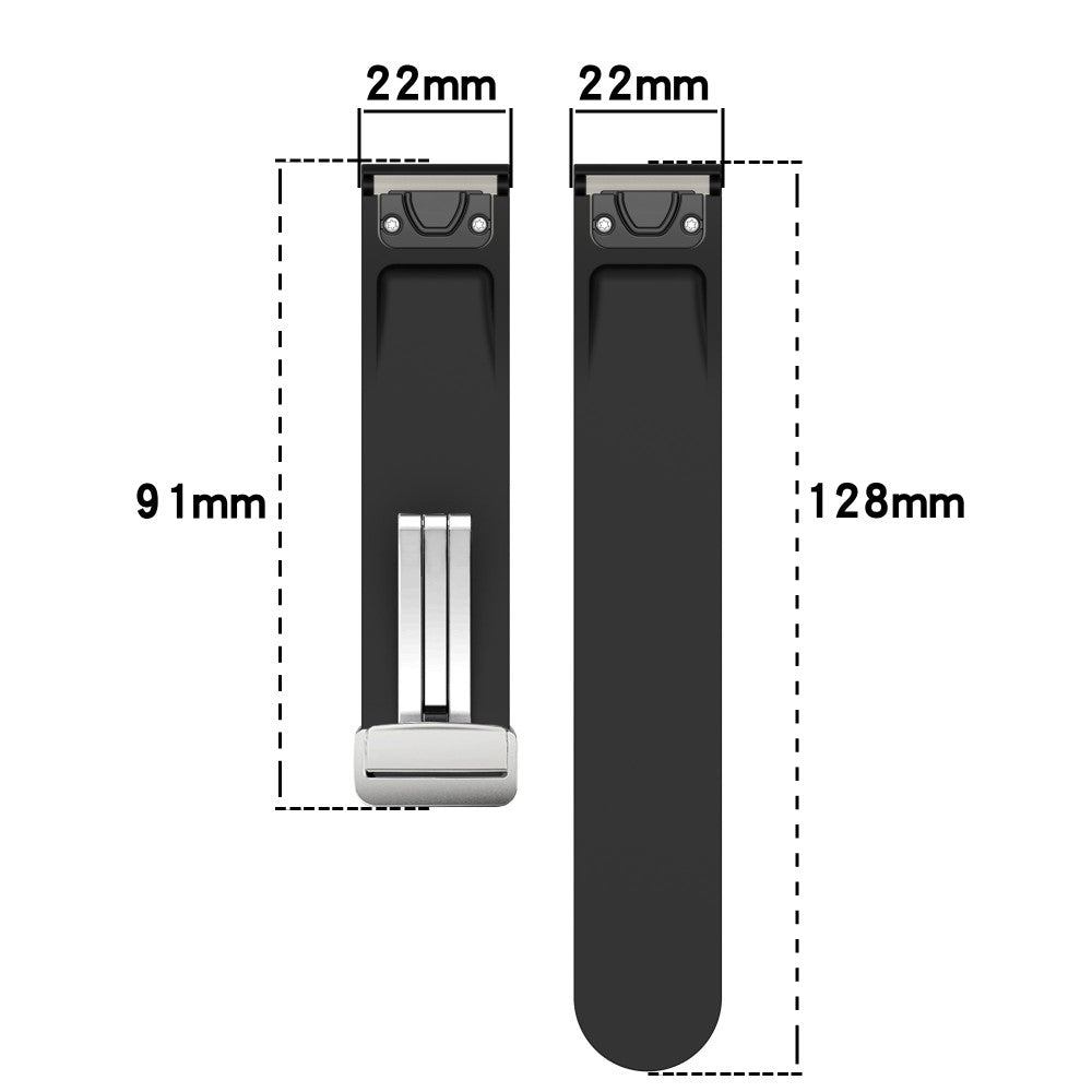 Huawei Watch GT 4 46mm / Samsung Galaxy Watch3 45mm Magnetic Silver Buckle Strap 22mm Dual Color Silicone Watch Band - Black+White#serie_1