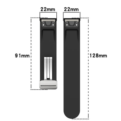 Huawei Watch GT 4 46mm / Samsung Galaxy Watch3 45mm Magnetic Silver Buckle Strap 22mm Dual Color Silicone Watch Band - Black+White#serie_1