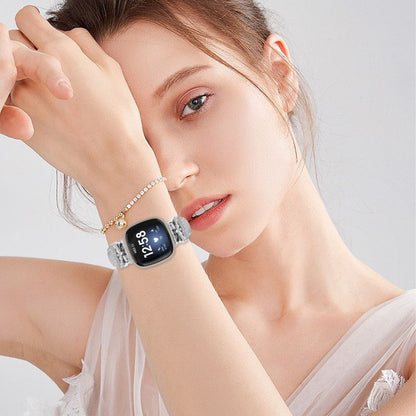 Silver Buckle Watch Strap Fitbit Versa 3 / 4 / Sense / Sense 2 Butterfly Connector Adjustable Band - Grey#serie_1