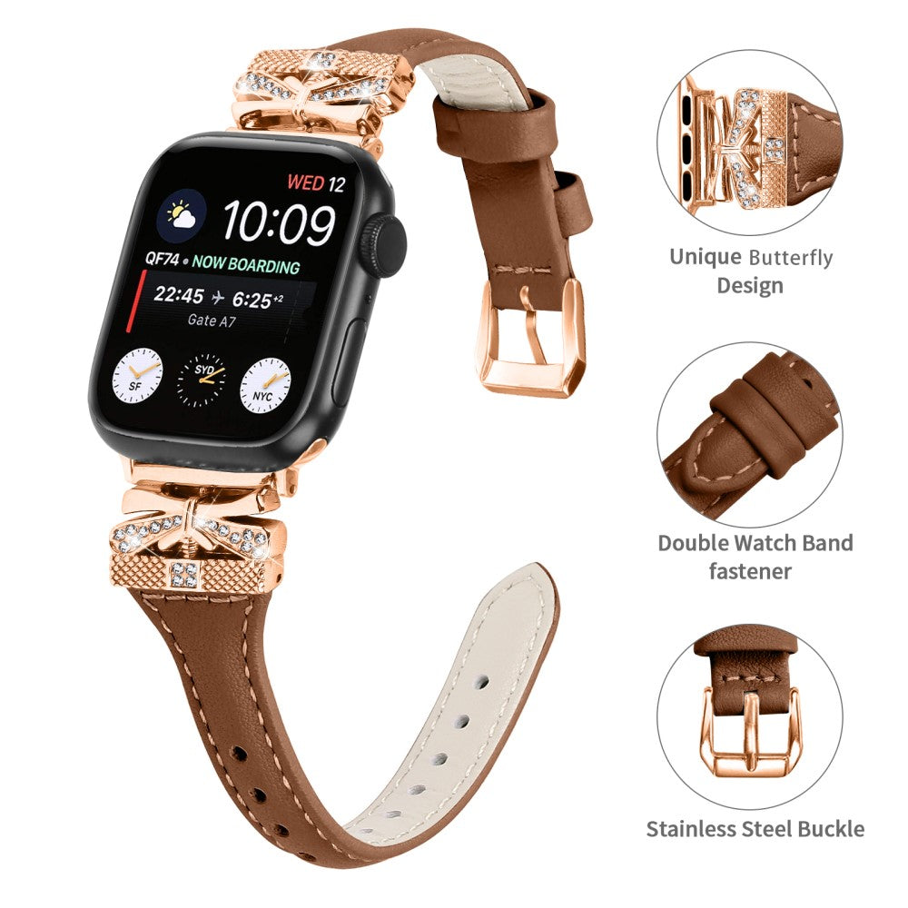 Stilfuld Kunstlæder Universal Rem passer til Apple Smartwatch - Brun#serie_2