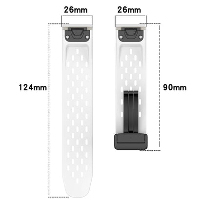 Garmin Tactix 7 Pro / Fenix 7X / Fenix 7X Solar Silicone Watch Strap 26mm Breathable Watch Band with Folding Buckle - White#serie_2