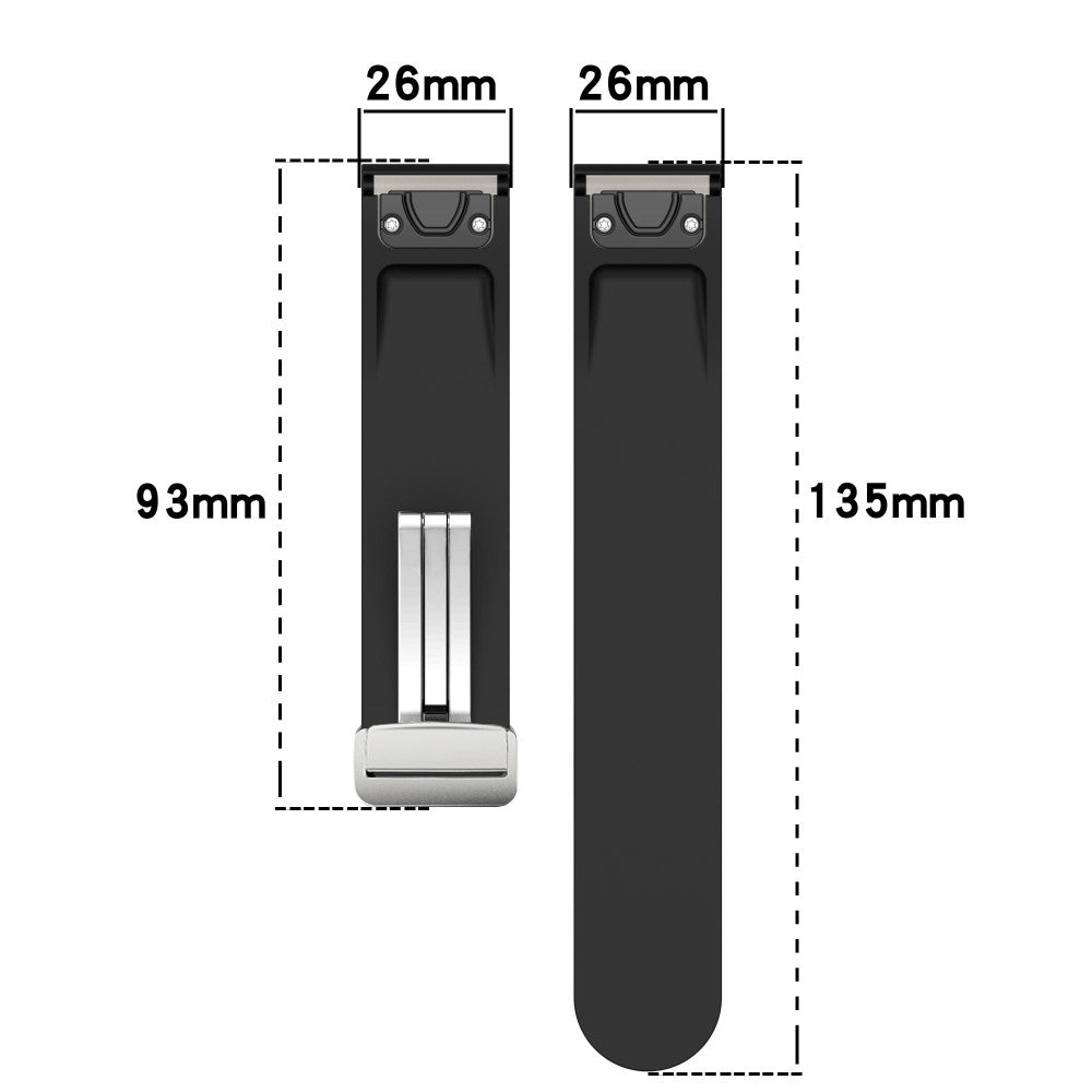 Garmin Fenix 7X / 7X Solar / Tactix 7 Pro Silicone Watch Band 26mm Folding Silver Buckle Watch Strap - Orange#serie_4
