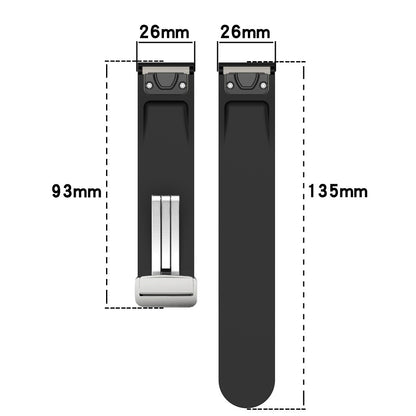 Garmin Fenix 7X / 7X Solar / Tactix 7 Pro Silicone Watch Band 26mm Folding Silver Buckle Watch Strap - Army Green#serie_9