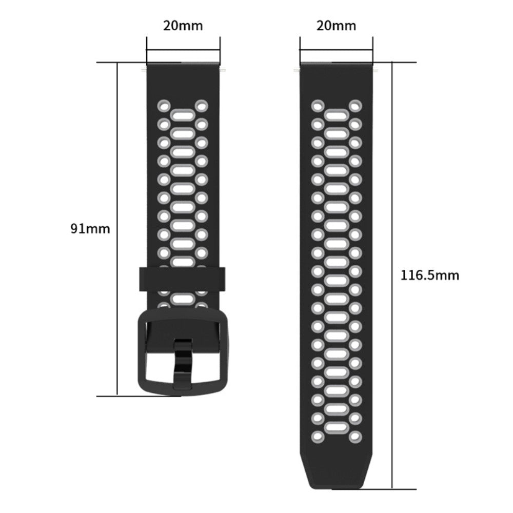 Coros Pace 2 / Garmin vivoactive 5 / GarminActive 5 / Venu Sq 2 Dual Color Watch Strap 20mm Silicone Watchband - Black / Grey#serie_1