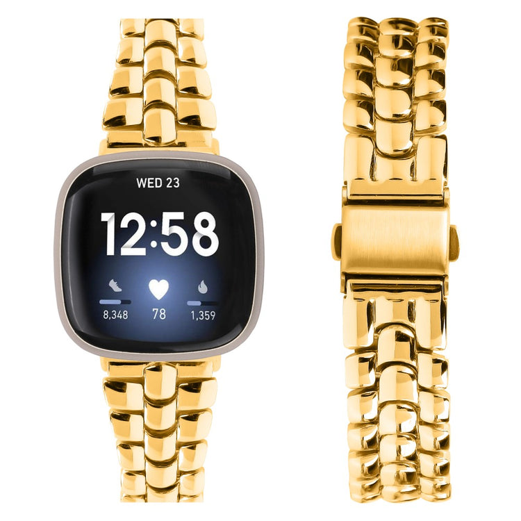 Sejt Metal Universal Rem passer til Fitbit Versa 4 / Fitbit Sense 2 - Guld#serie_3