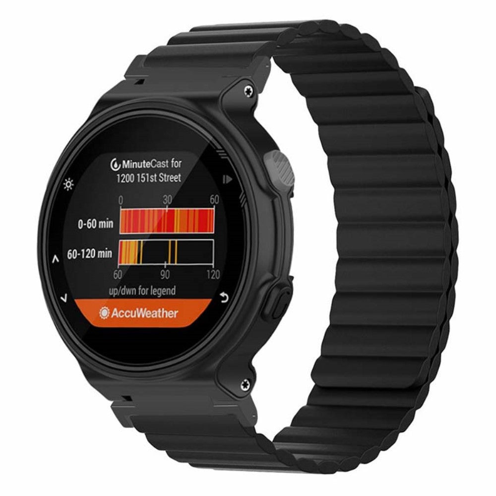 Super Sejt Silikone Universal Rem passer til Garmin Smartwatch - Sort#serie_5