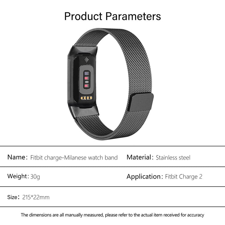 Super Nydelig Metal Rem passer til Fitbit Charge 2 - Sort#serie_4