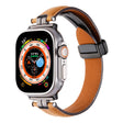 Apple Watch Series 41mm - 40mm - 38mm Universal Watch Band Crazy Horse Texture Strap - Ginger+Black Buckle Buckle