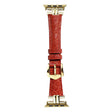 AW Apple Watch 49mm / 45mm / 44mm / 42mm Band Leather Strap - Red+Gold Buckle