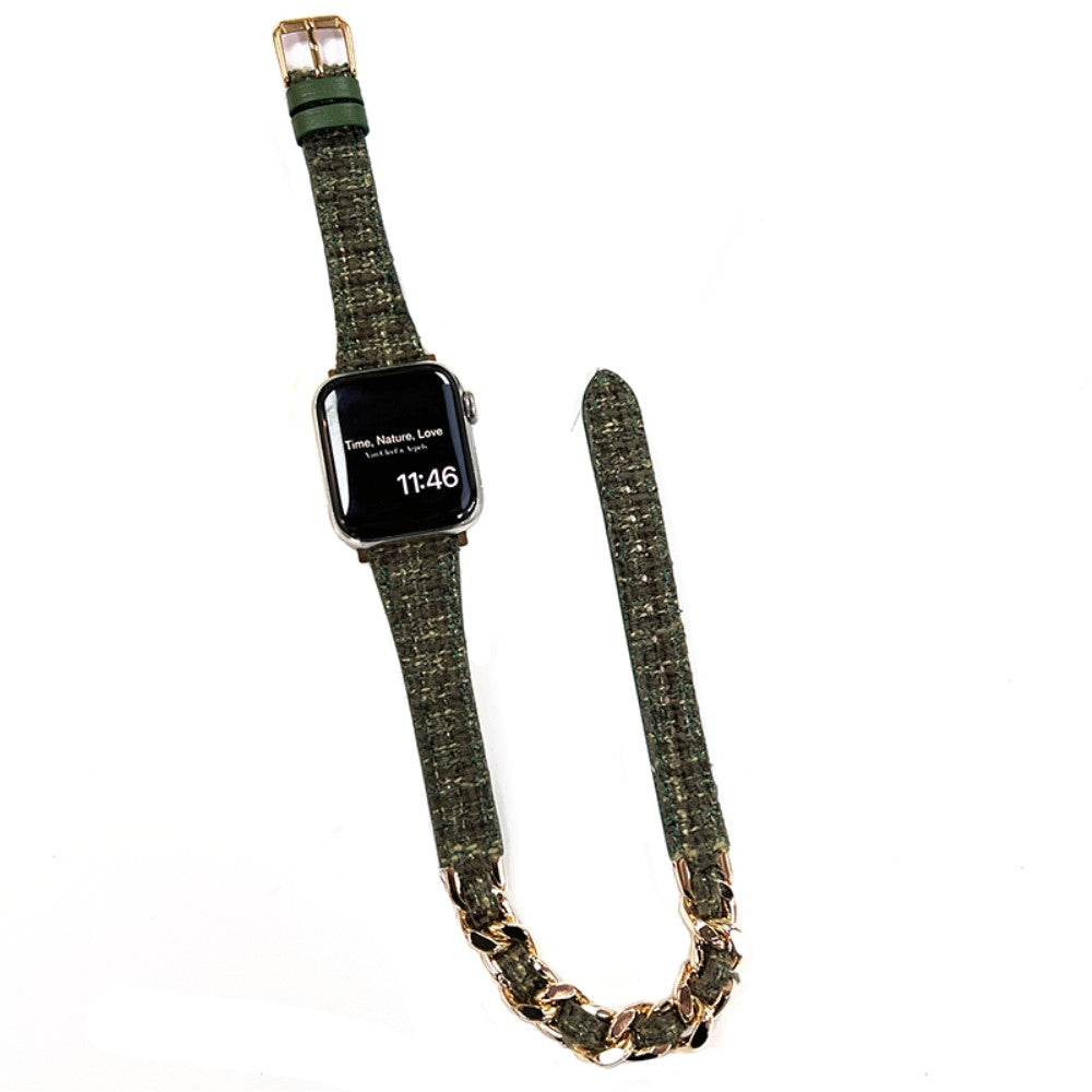 Klassisk Metal Og Kunstlæder Universal Rem passer til Apple Smartwatch - Grøn#serie_5