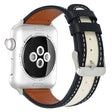 Apple Watch 49mm / 45mm / 44mm / 42mm Cow Leather and Fabric Watchband - Dark Brown / White