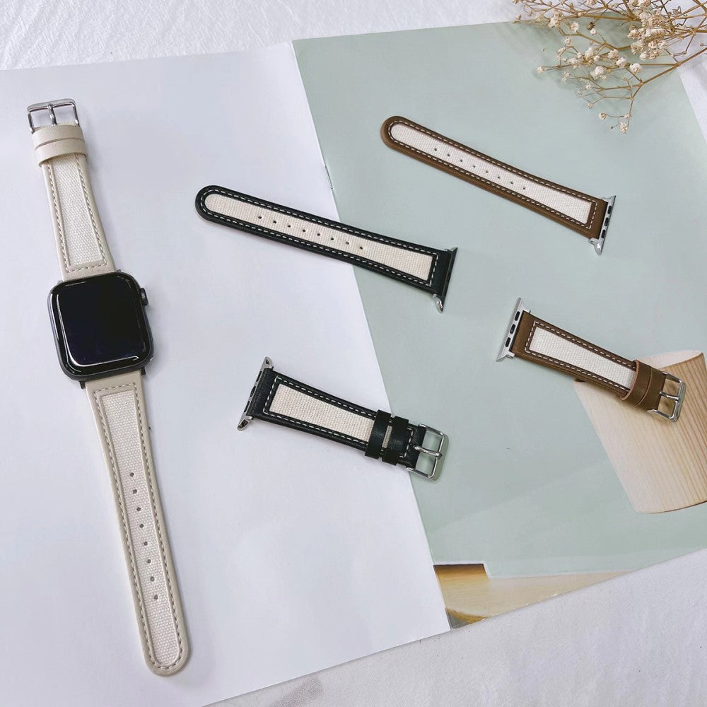 Vildt Holdbart Ægte Læder Universal Rem passer til Apple Smartwatch - Hvid#serie_5