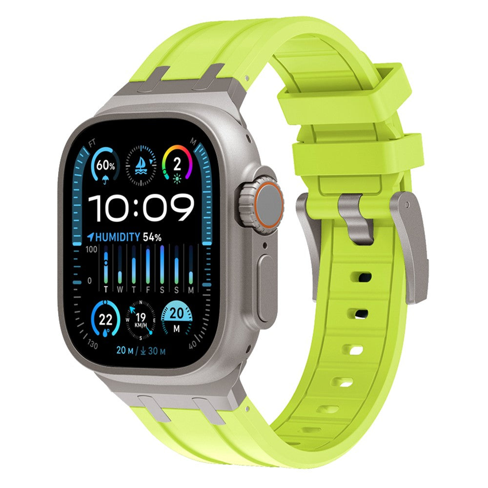 Apple Watch 49mm / 45mm / 44mm / 42mm Liquid Silicone Band - Titanium Fluorescent Green#serie_7