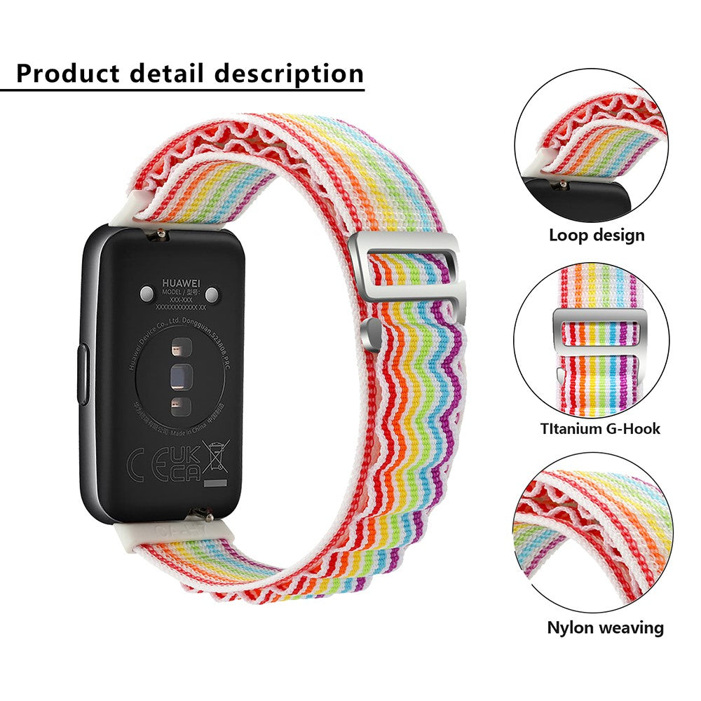 Super Nydelig Nylon Rem passer til Huawei Band 7 - Sort#serie_1