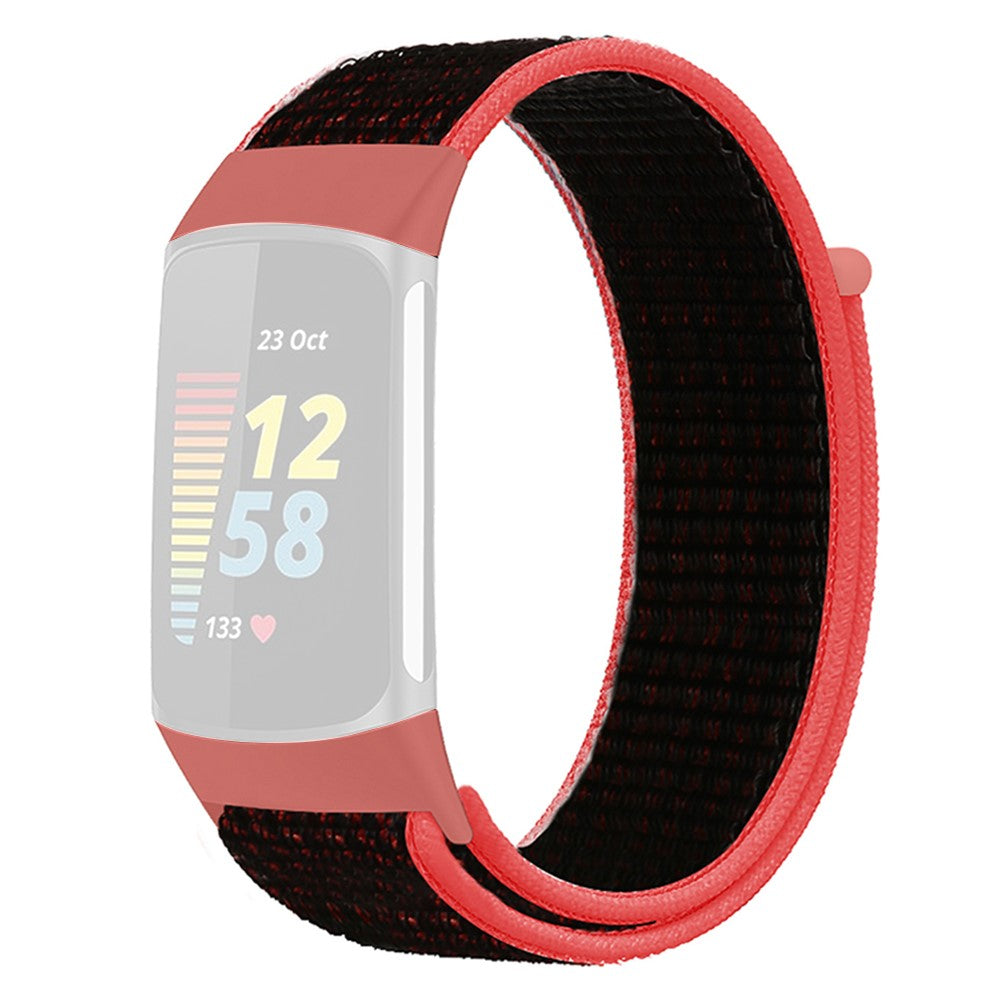 Sejt Nylon Universal Rem passer til Fitbit Charge 3 / Fitbit Charge 4 - Rød#serie_5