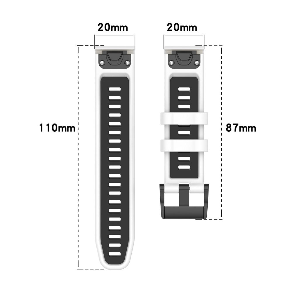 Garmin Fenix 7S / Fenix 7S Pro Watch Strap 20mm Silicone Sport Watchbands - Black+Red#serie_4