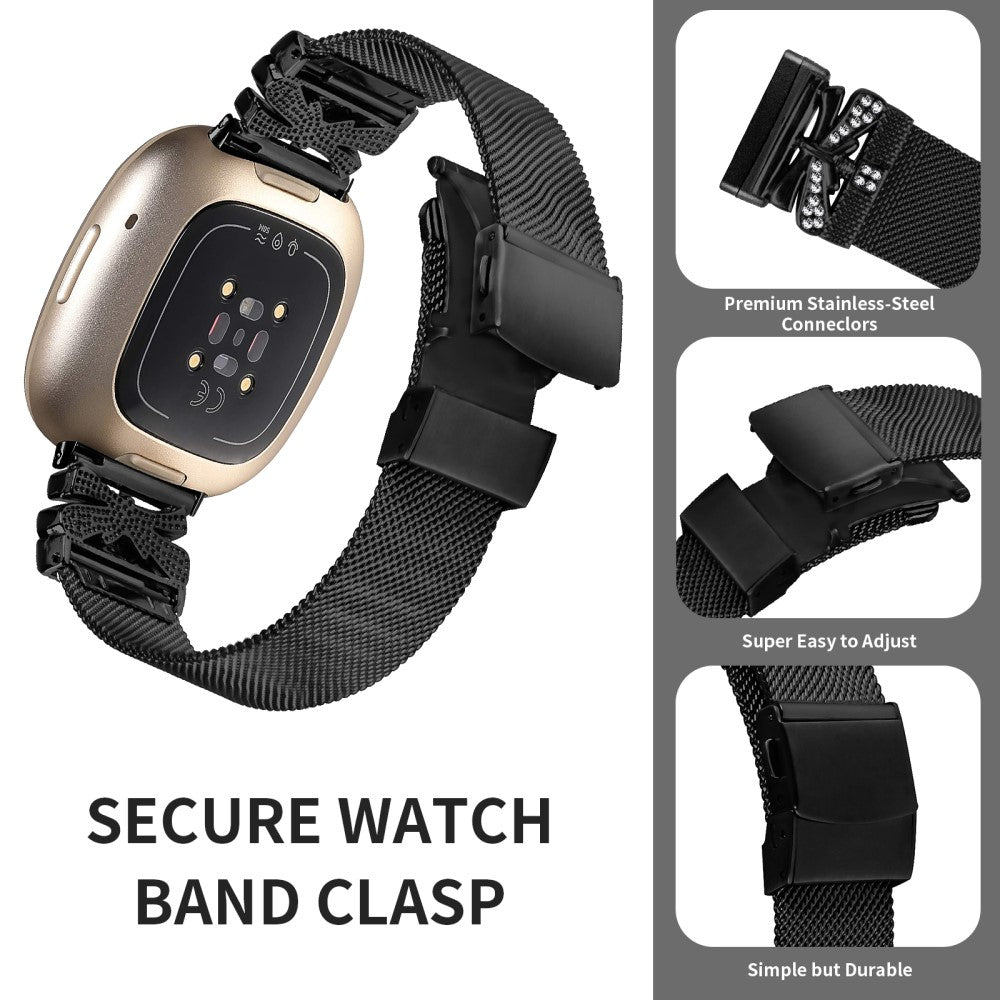 Sweet Fitbit Versa 4 / Fitbit Sense 2 Metal Universel Strap - Black#serie_153