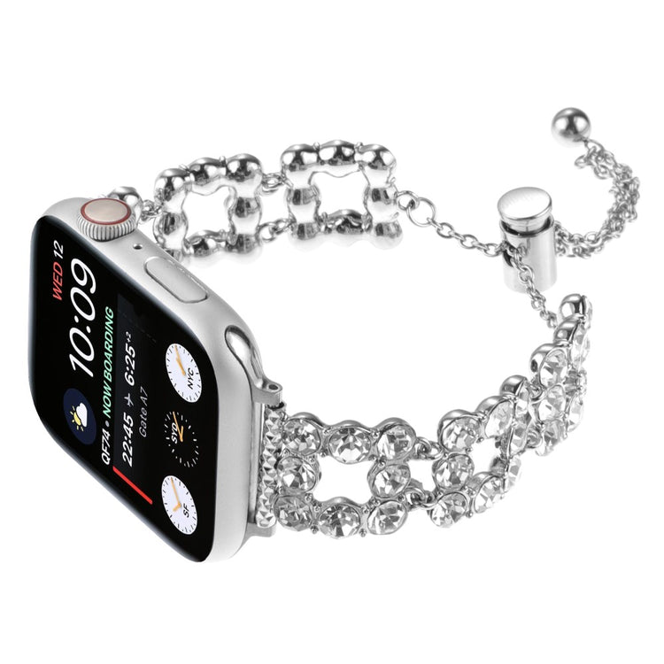 Tough Apple Smartwatch Metal And Rhinestone Universel Strap - Silver#serie_4