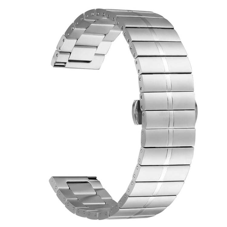 For Garmin Vivoactive 4 Smart Watch Strap Stainless Steel Watch Band with Butterfly Buckle - Silver#serie_018