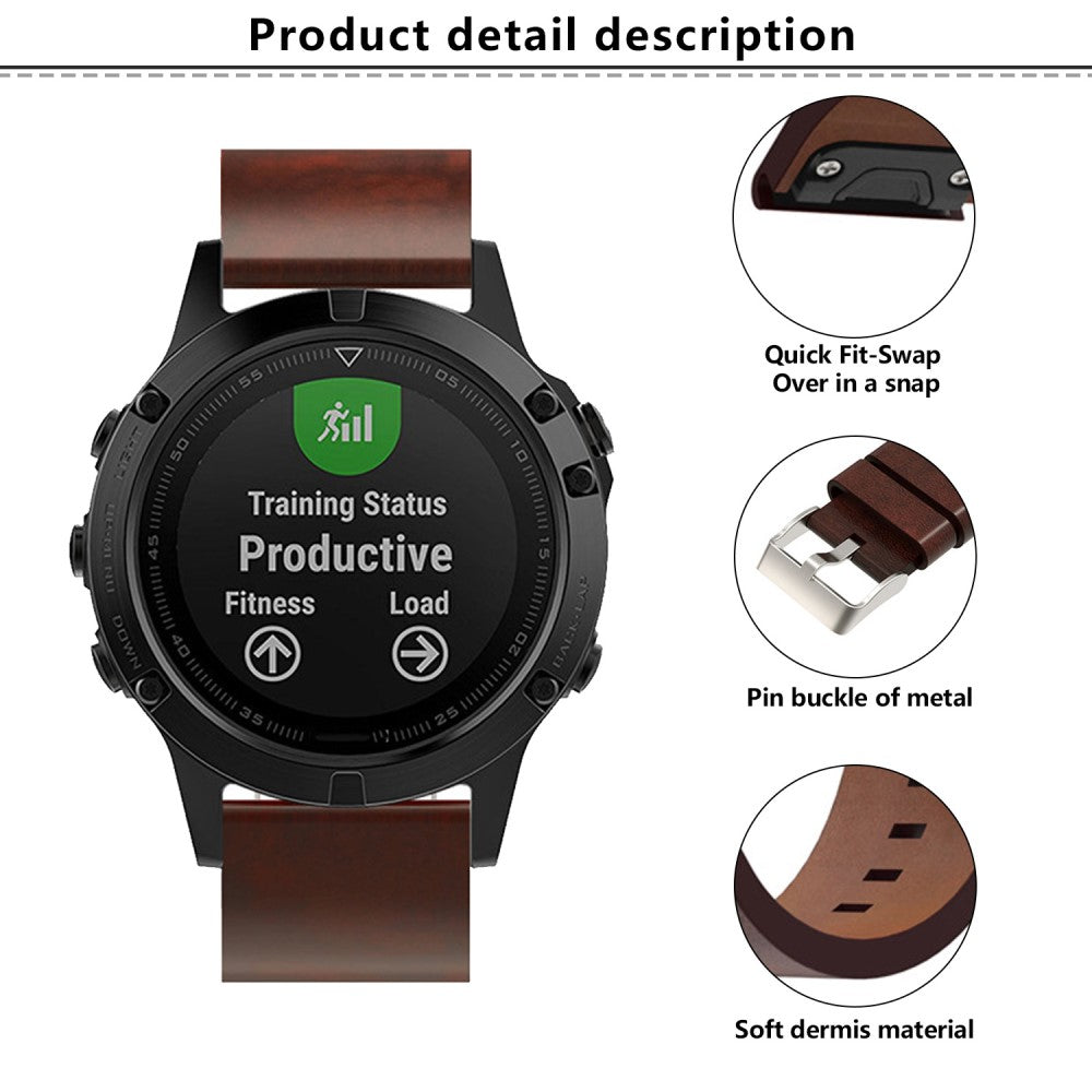 Very Good Garmin Smartwatch Genuine Leather Universel Strap - Brown#serie_076